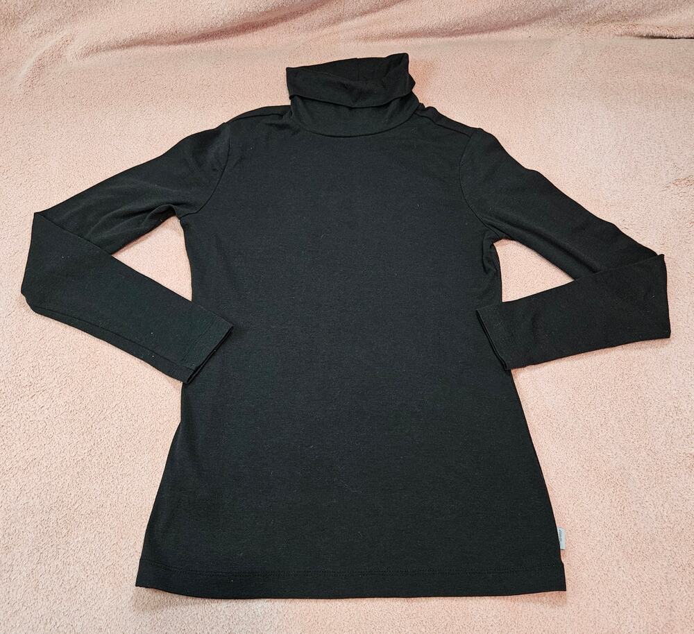 Eddie Bauer Women's Black Cotton USA Long Sleeve Turtleneck Pullover Size M